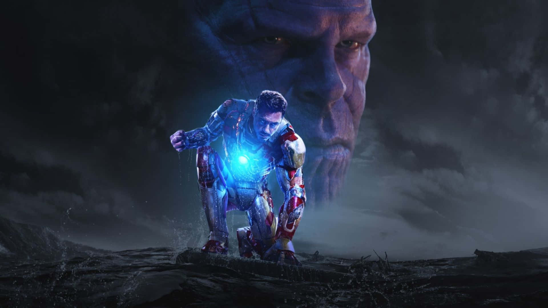 Iron Man vs Thanos, a final showdown that will decide the fate of the universe Wallpaper