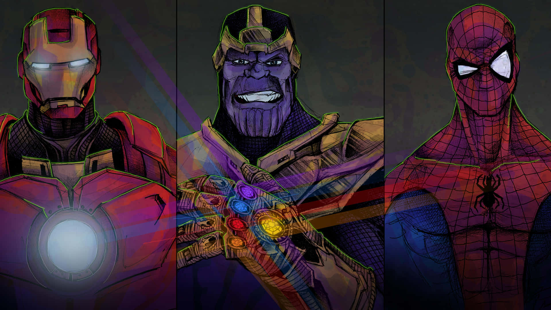 The Unshakable Avengers: Iron Man Battles Thanos. Wallpaper