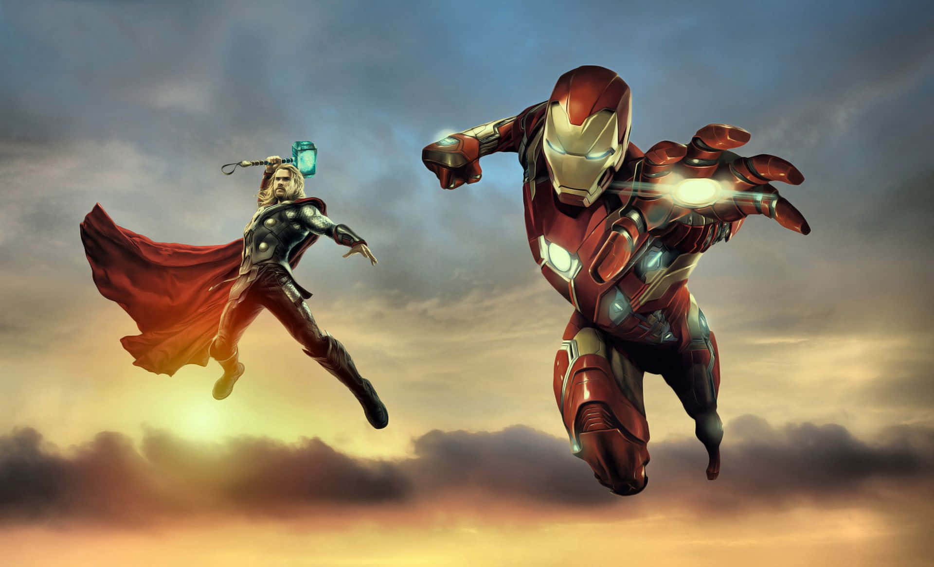Iron Man and Thor Wage Epic Battle Wallpaper