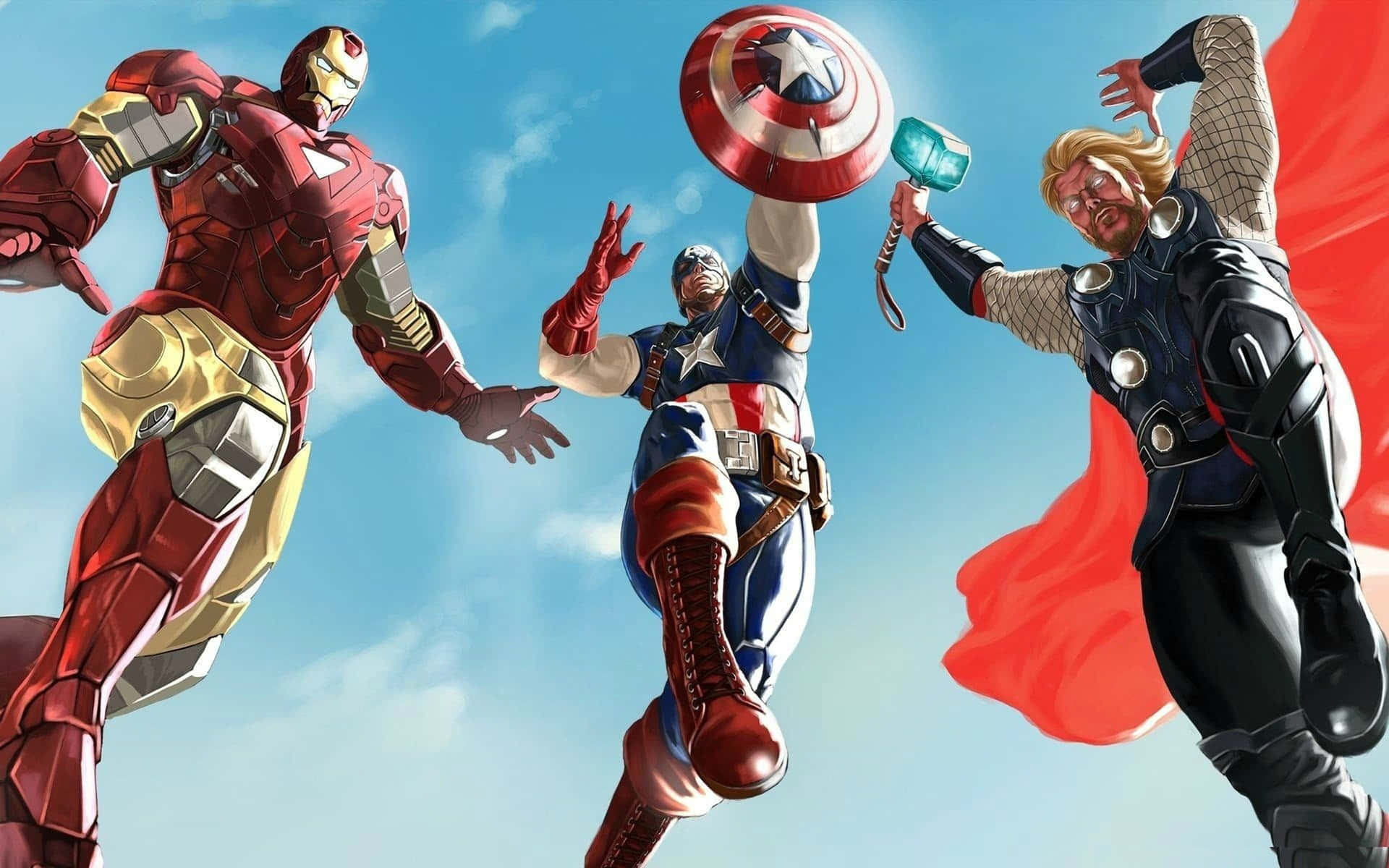 Iron Man and Thor locked in intense combat Wallpaper