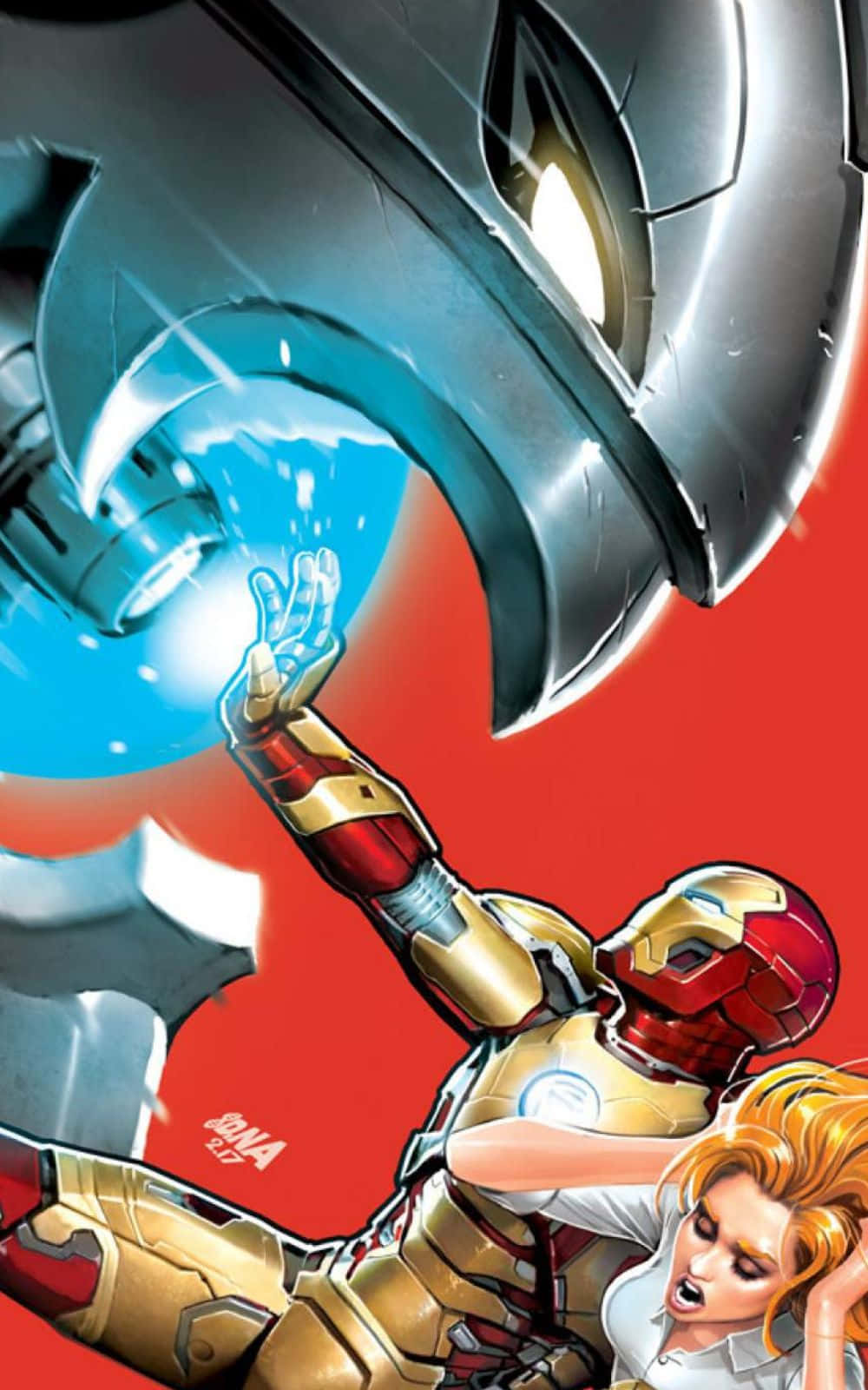 Two heavyweights of the Marvel universe face off - Iron Man vs Ultron. Wallpaper