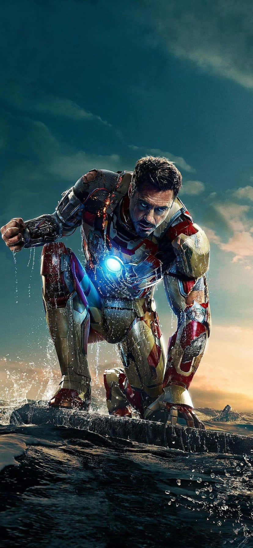 Iron Man Water Landingi Phone Wallpaper Wallpaper