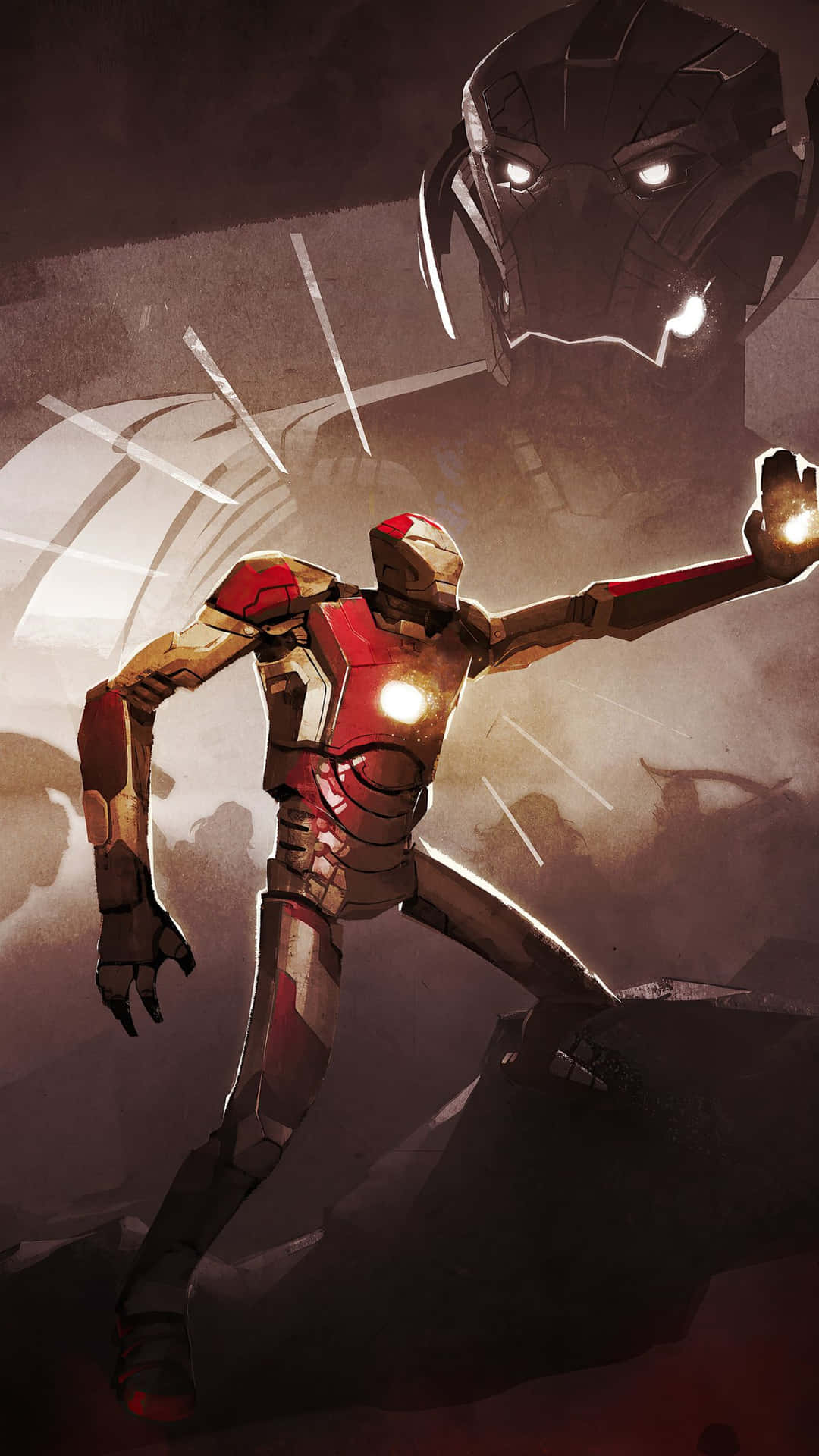 Battle ready! Tony Stark in his Iron Man suit fully prepared for battle with his trusty weapons." Wallpaper