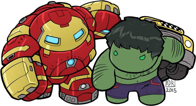 Iron Manand Hulk Cartoon Illustration PNG