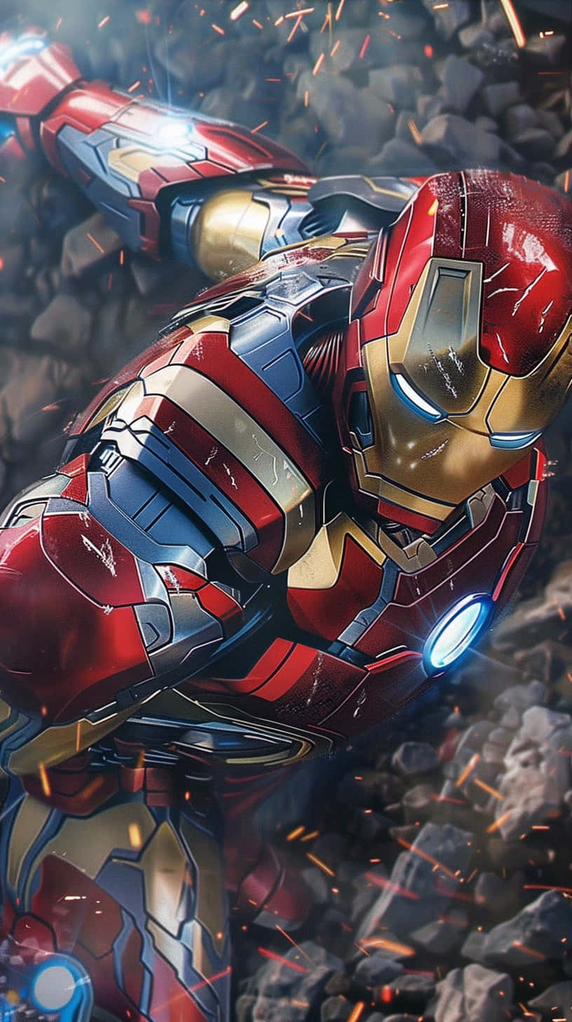 Download Iron Manin Action Avengers Wallpaper | Wallpapers.com