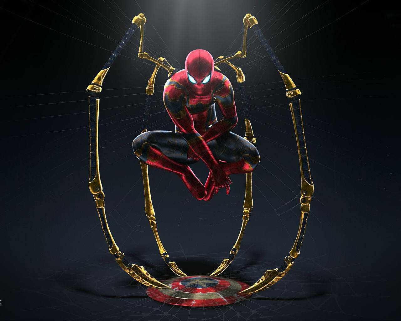 Iron Spider Claws And Captain America Shield Wallpaper