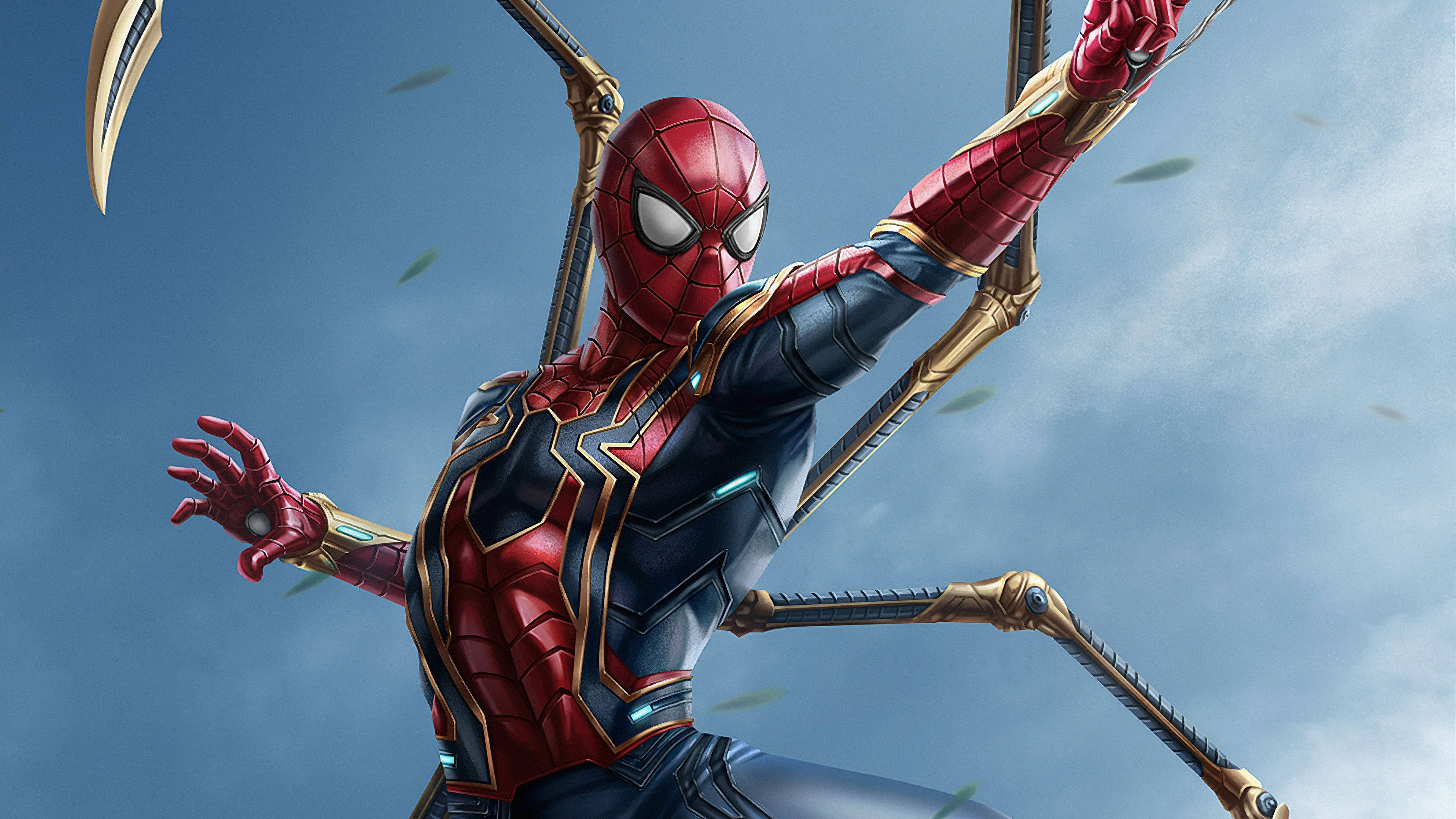 Iron Spider Spiderman Claws Blue Sky Wallpaper