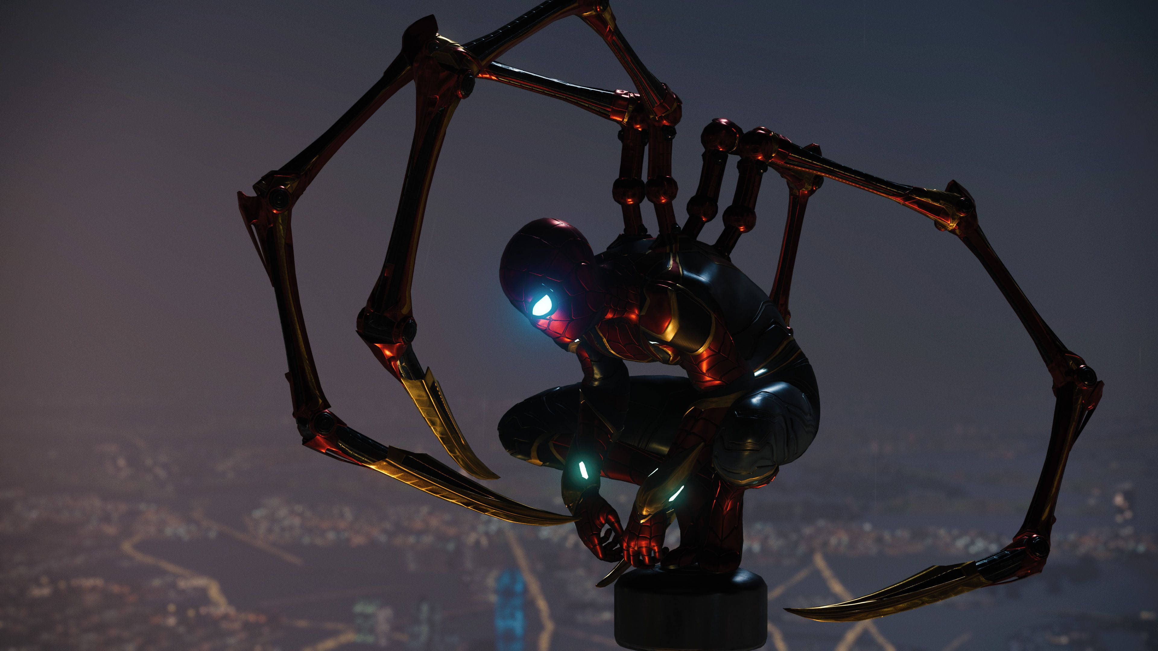 Ironspider Spiderman En Poste Callejero Fondo de pantalla