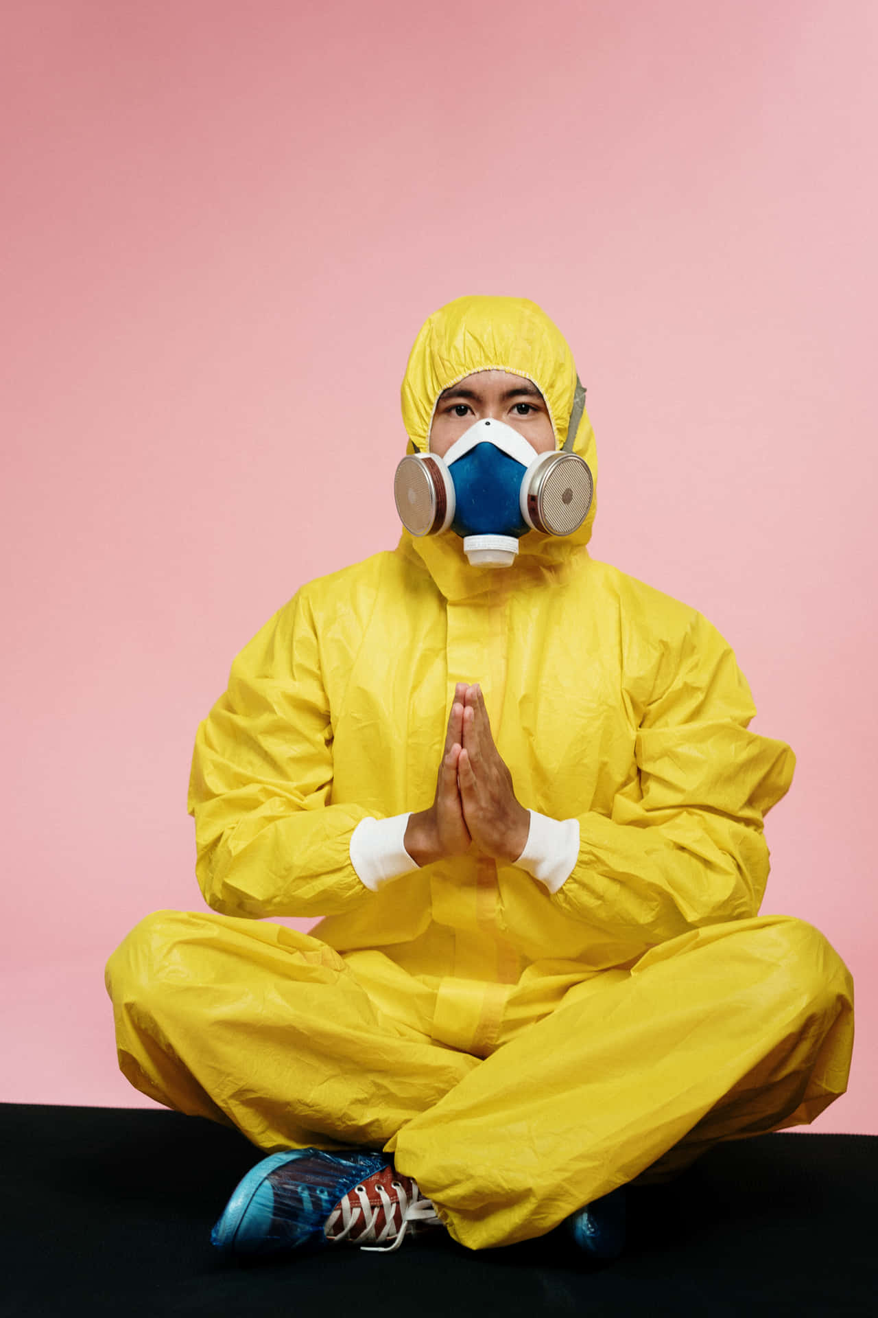 Ironic Image Of A Man With Yellow Suit And Mask Wallpaper