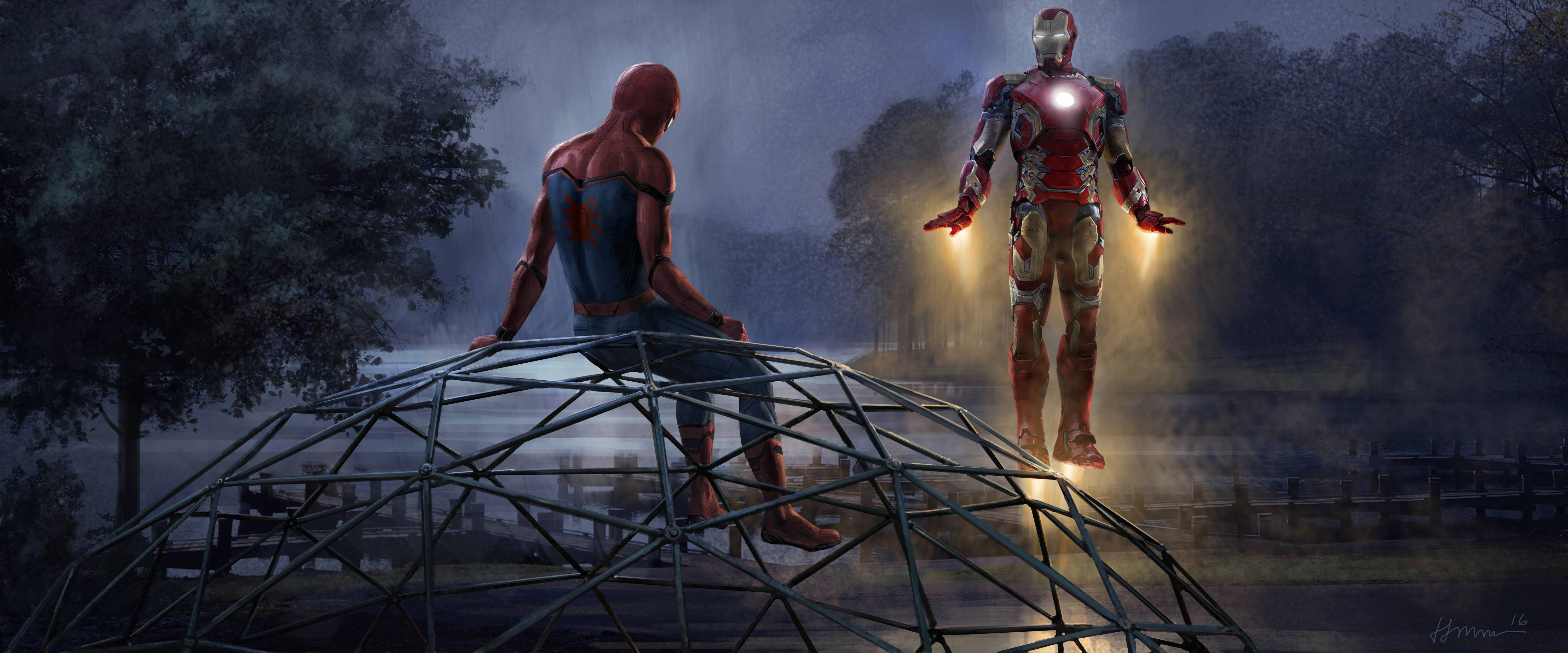 Ironman And Spiderman Park Iron Spider Wallpaper