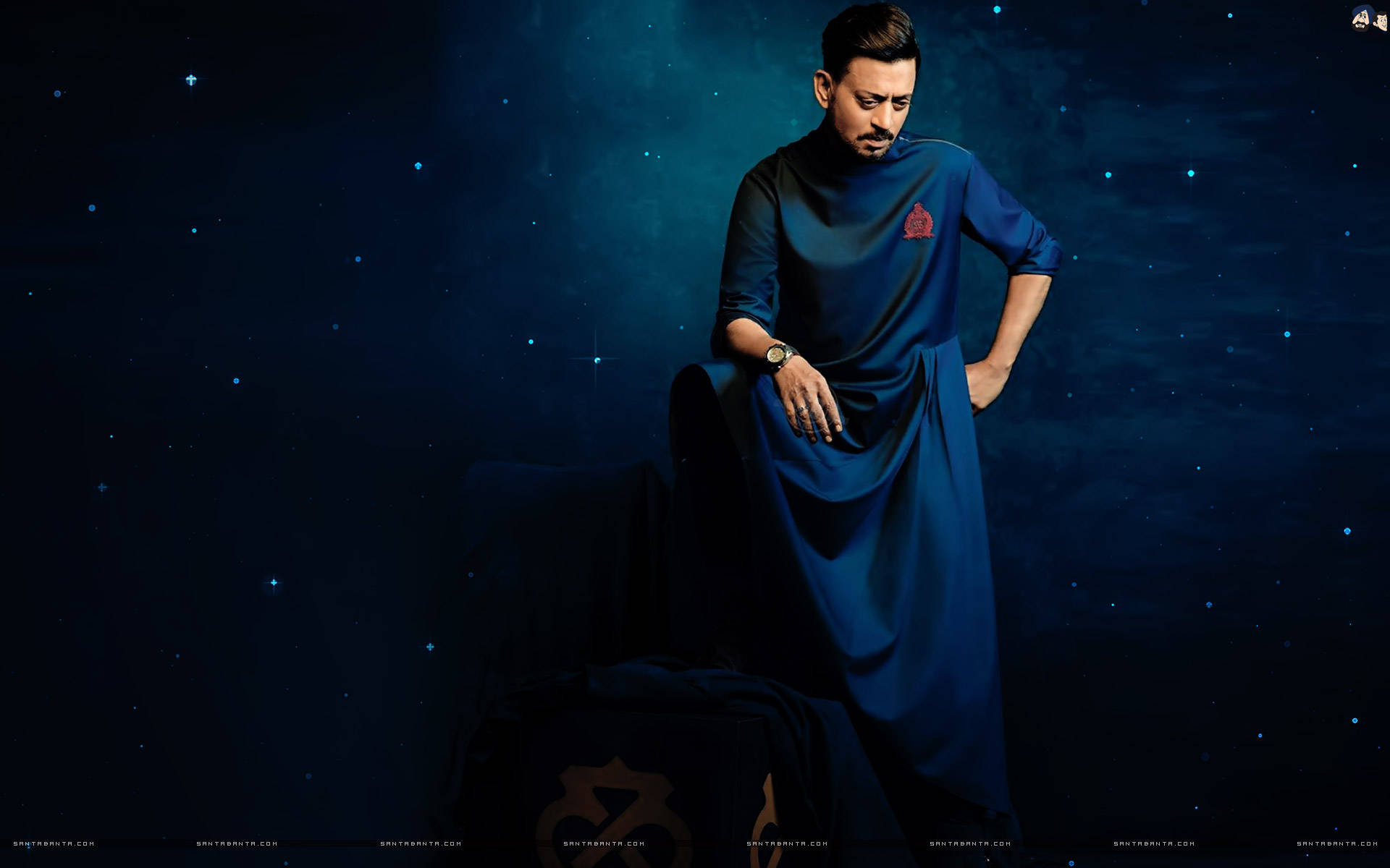 Irrfan Khan Wearing Blue Wallpaper