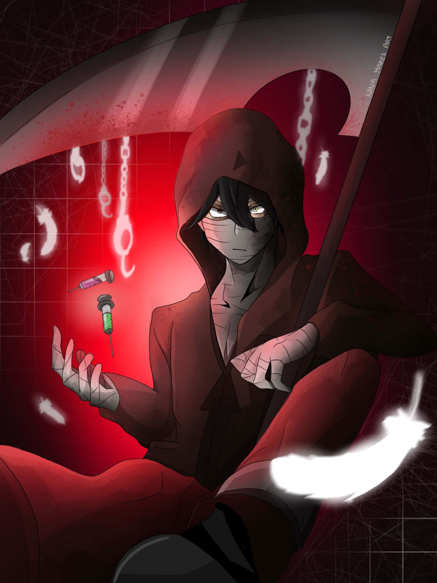 A Man In A Red Hoodie Holding A Scythe Wallpaper