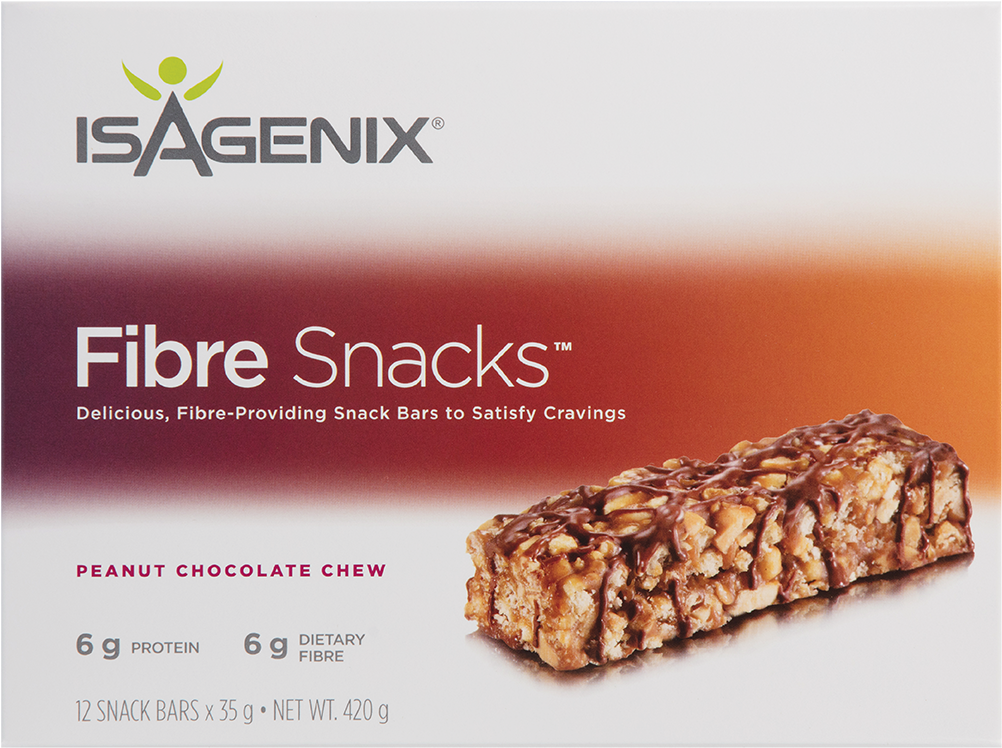 Isagenix Fibre Snacks Peanut Chocolate Chew Bar PNG