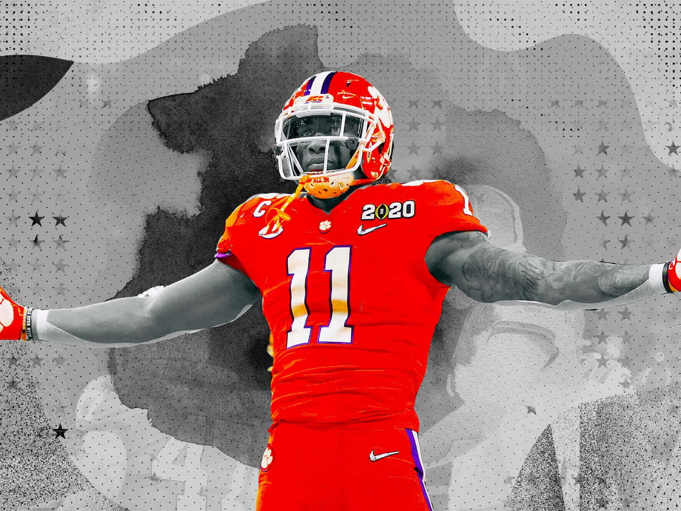 Isaiah Simmons Clemson Linebacker Stance Wallpaper