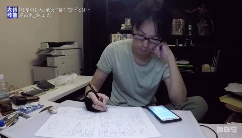 Isayama Hajime, creator of the popular manga, Attack on Titan. Wallpaper
