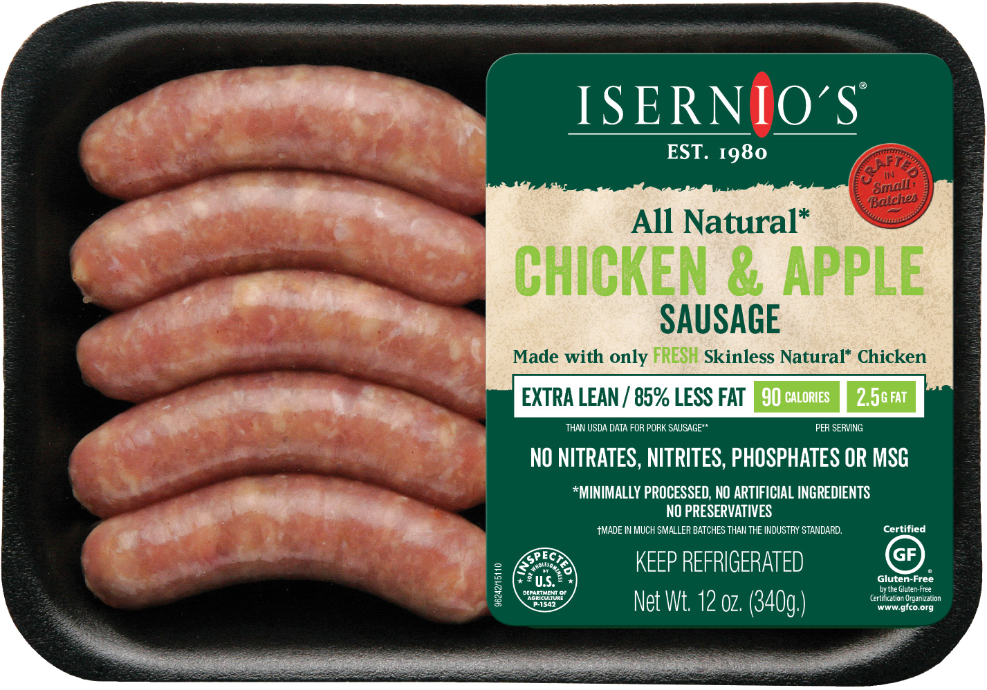 Isernios Chicken Apple Sausage Packaging PNG