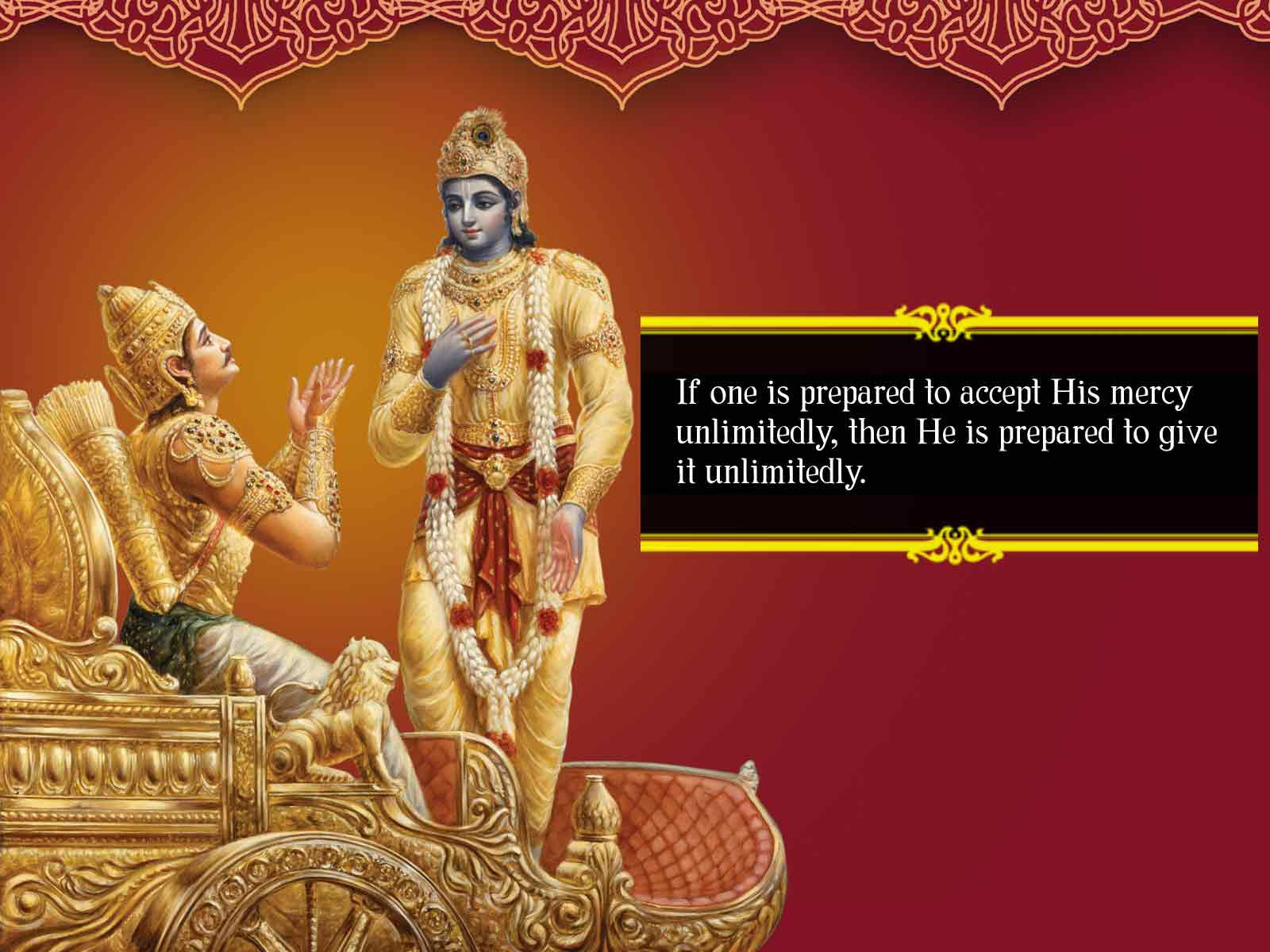 Iskcon Signore Krishna Con Arjuna Sfondo