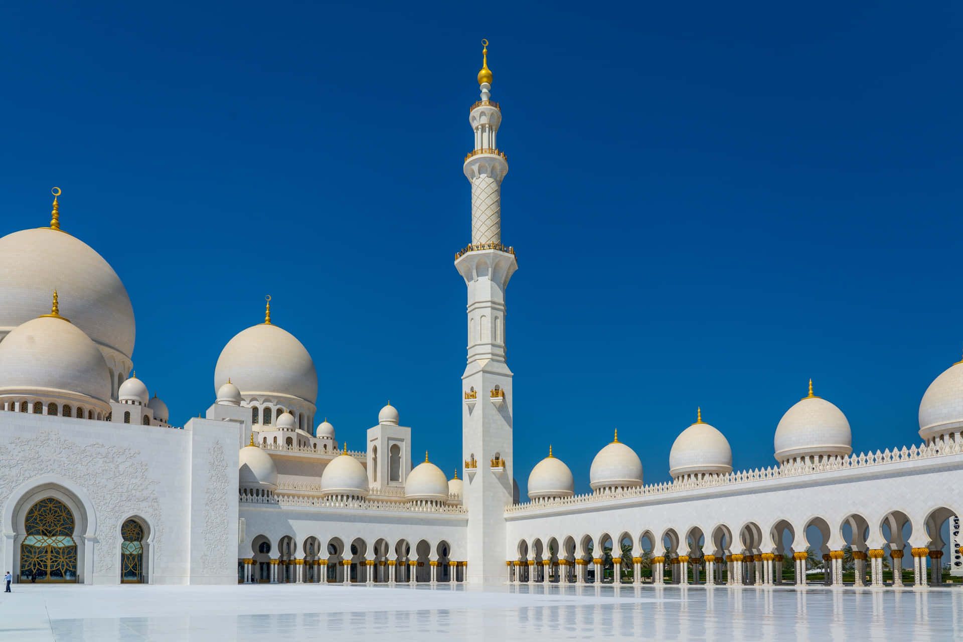 Sheikh Zayed Grand Mosque Courtyard Islamic Background