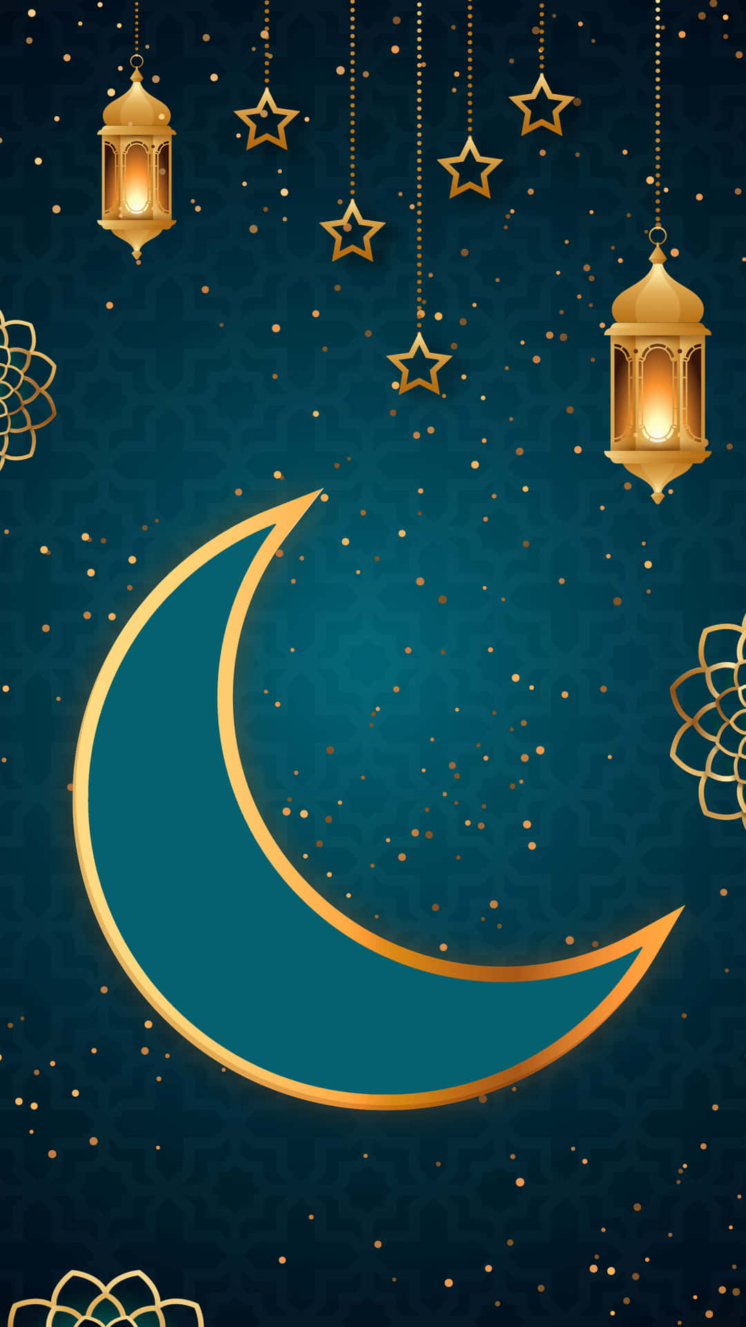 Blue Crescent Moon Islamic Background