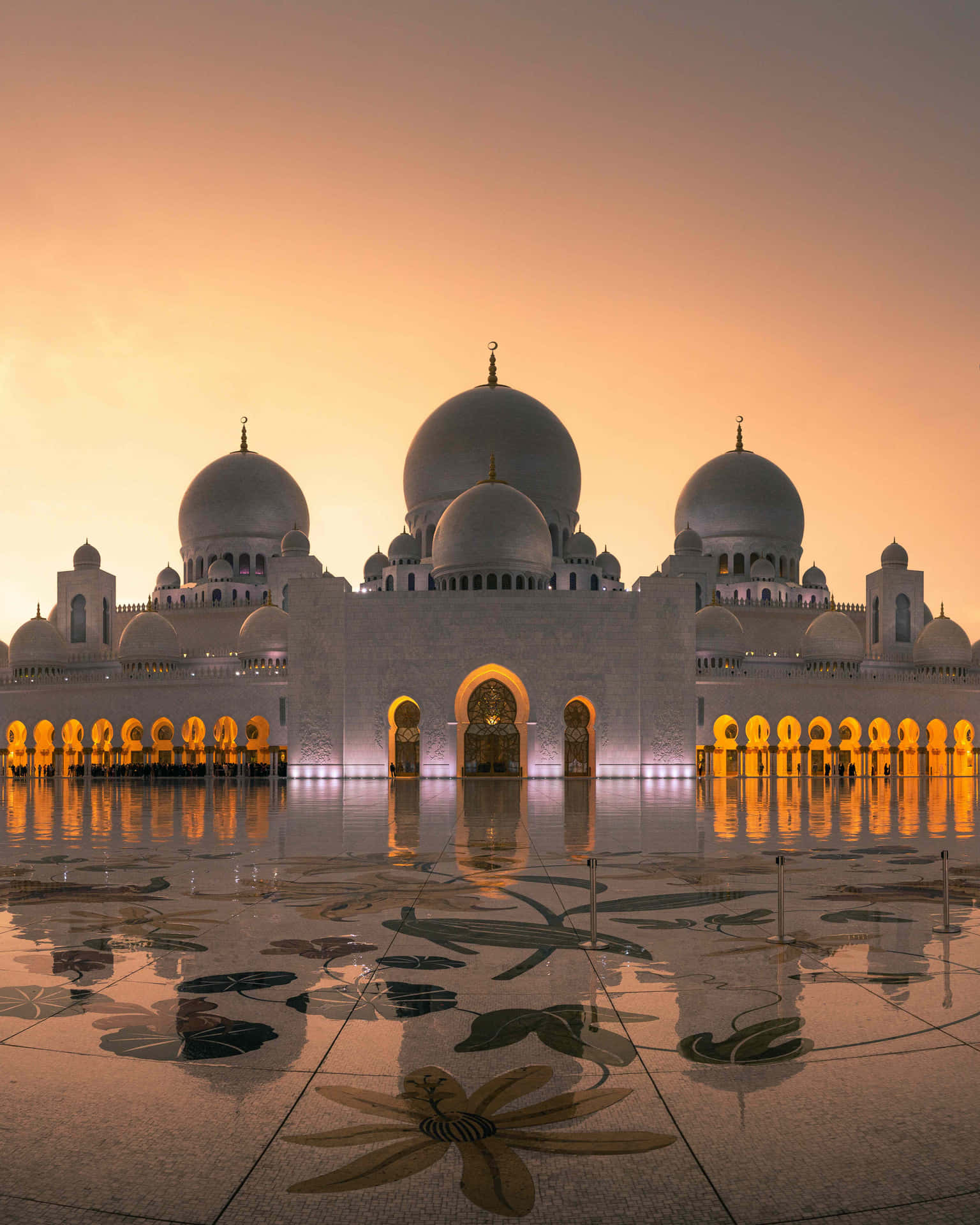 Sheikh Zayed Grand Mosque Sunset Islamic Background