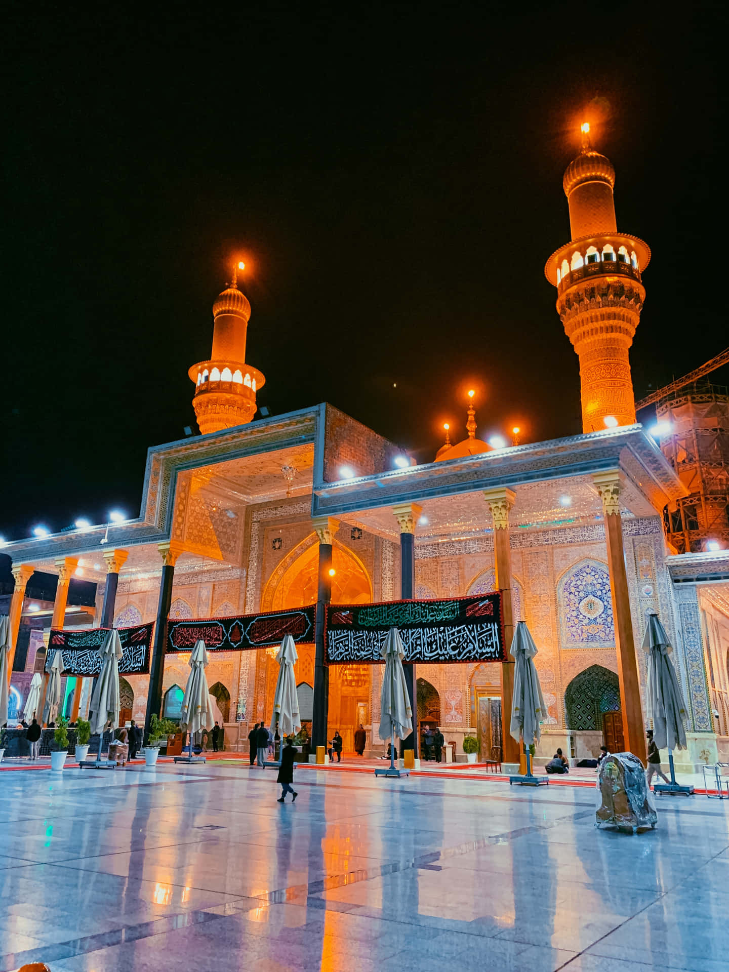Yassin Mosque Orange Lights Islamic Background