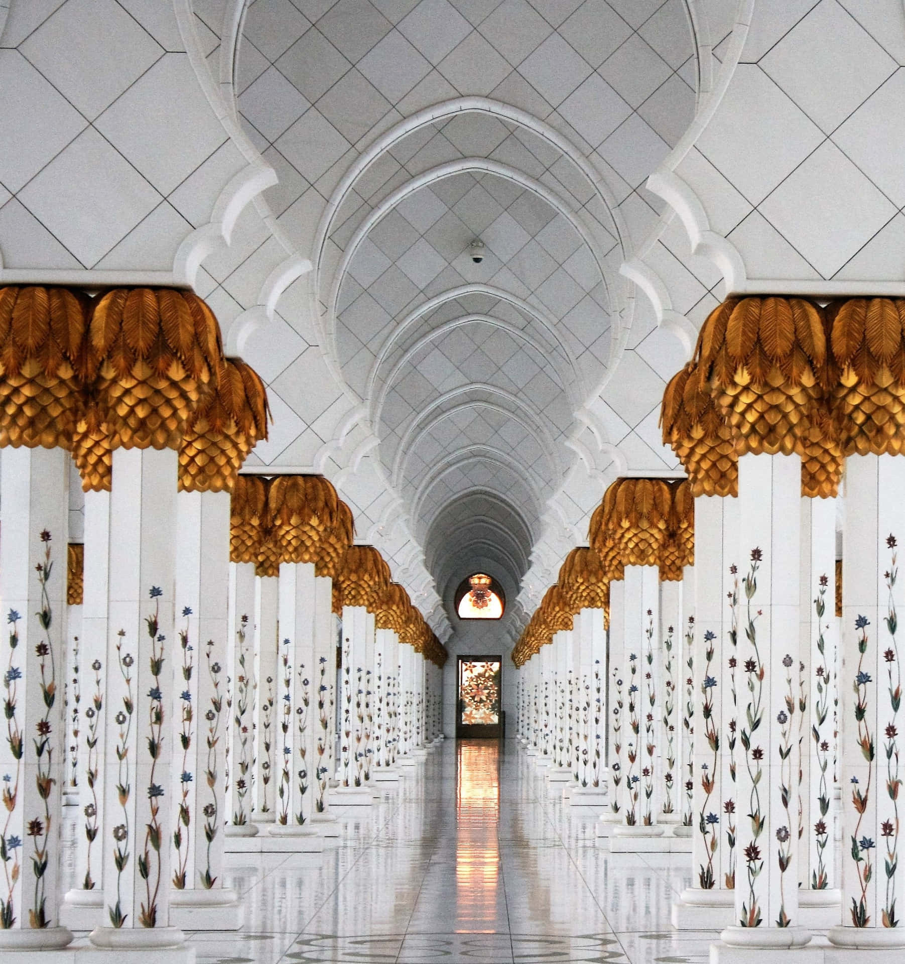 Sheikh Zayed Grand Mosque Pillars Islamic Background