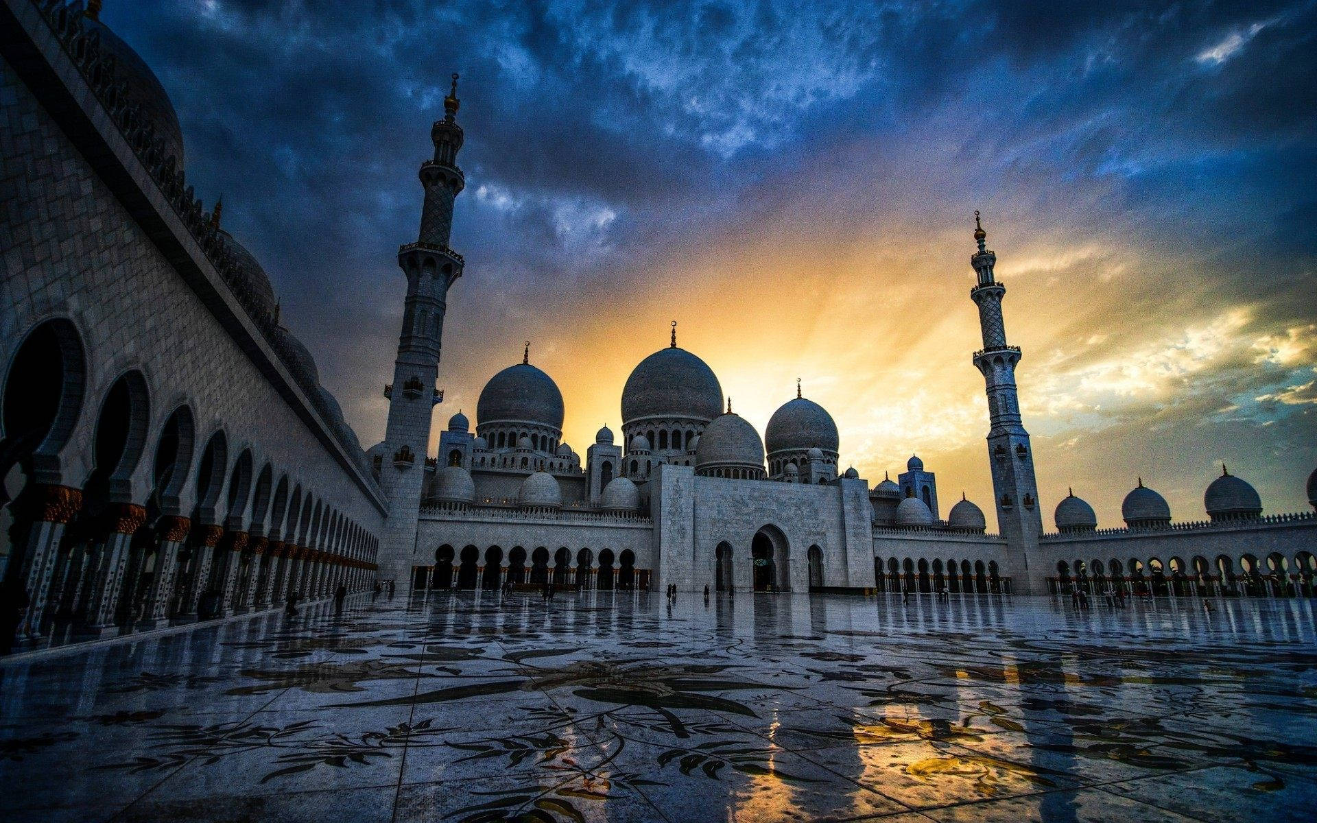 Download Islamic Mosque At Sunset Wallpaper | Wallpapers.com