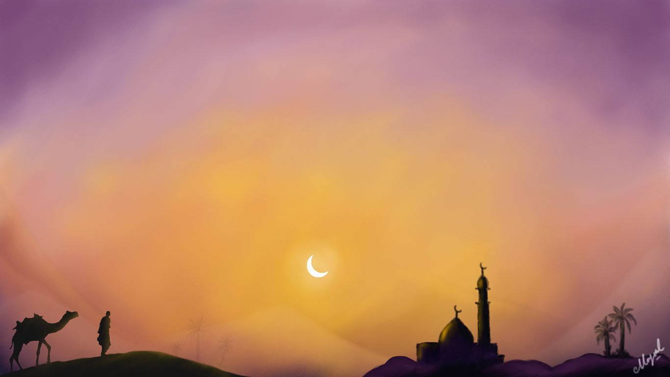 Download Islamic Mosque Cartoon Art Wallpaper 
