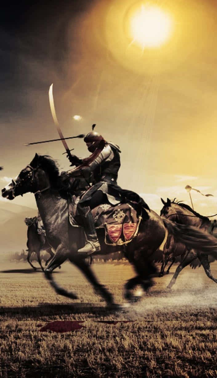 Islamic_ Warrior_ Charge_ Sunset Wallpaper