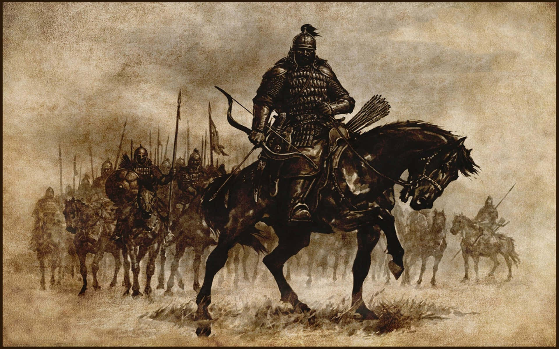 Islamic_ Warrior_on_ Horseback_with_ Army Wallpaper