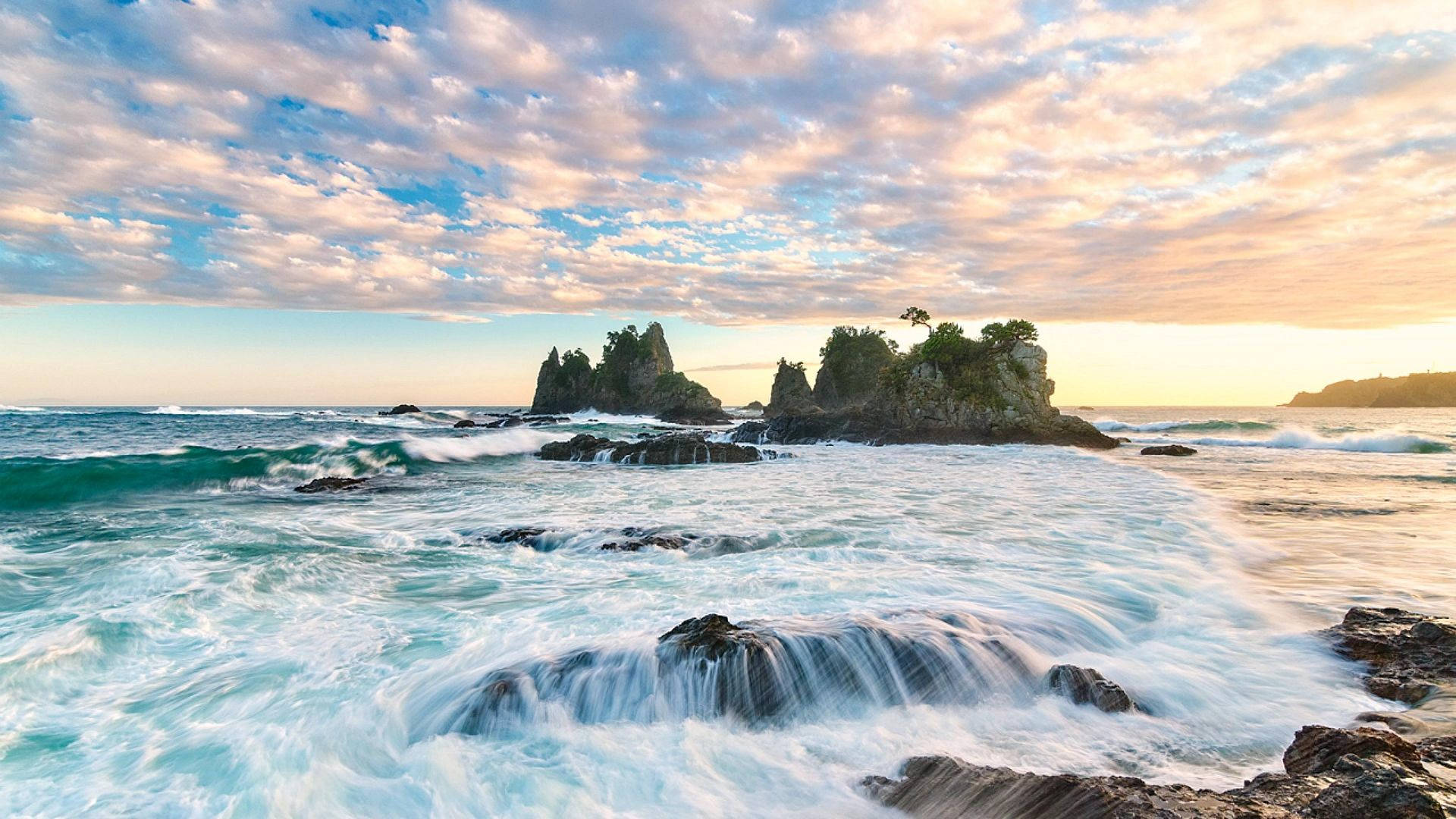Öisland Amid Turquoise Sea Japanese Nature Kan Översättas Till 