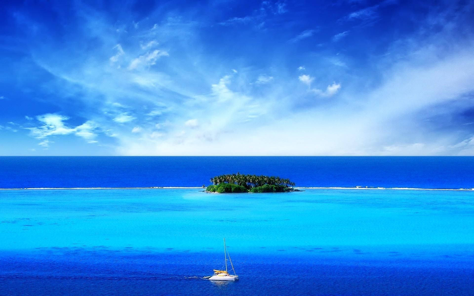 Island And Blue Aesthetic Cloud Wallpaper