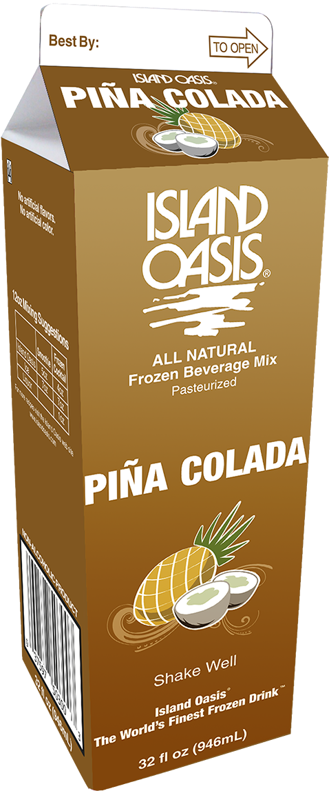 Island Oasis Pina Colada Frozen Mix Packaging PNG