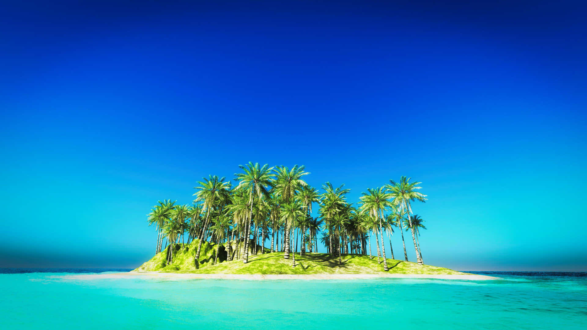 A Small Island With Palm Trees In The Water