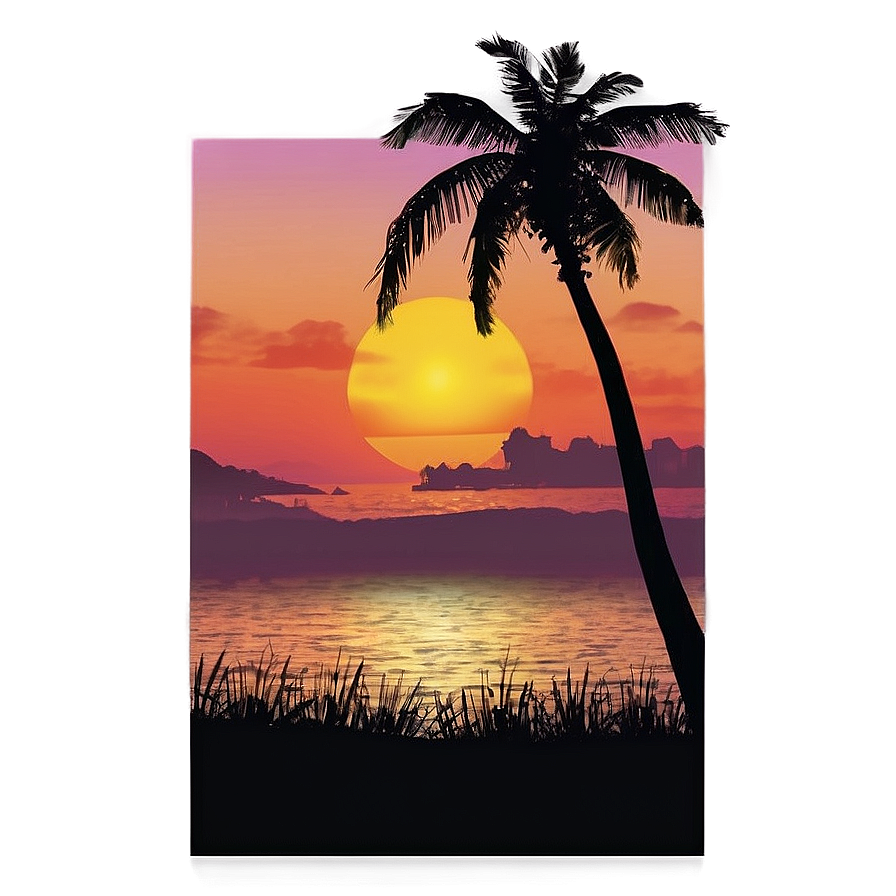 Island Sunset Silhouette Png 05232024 PNG