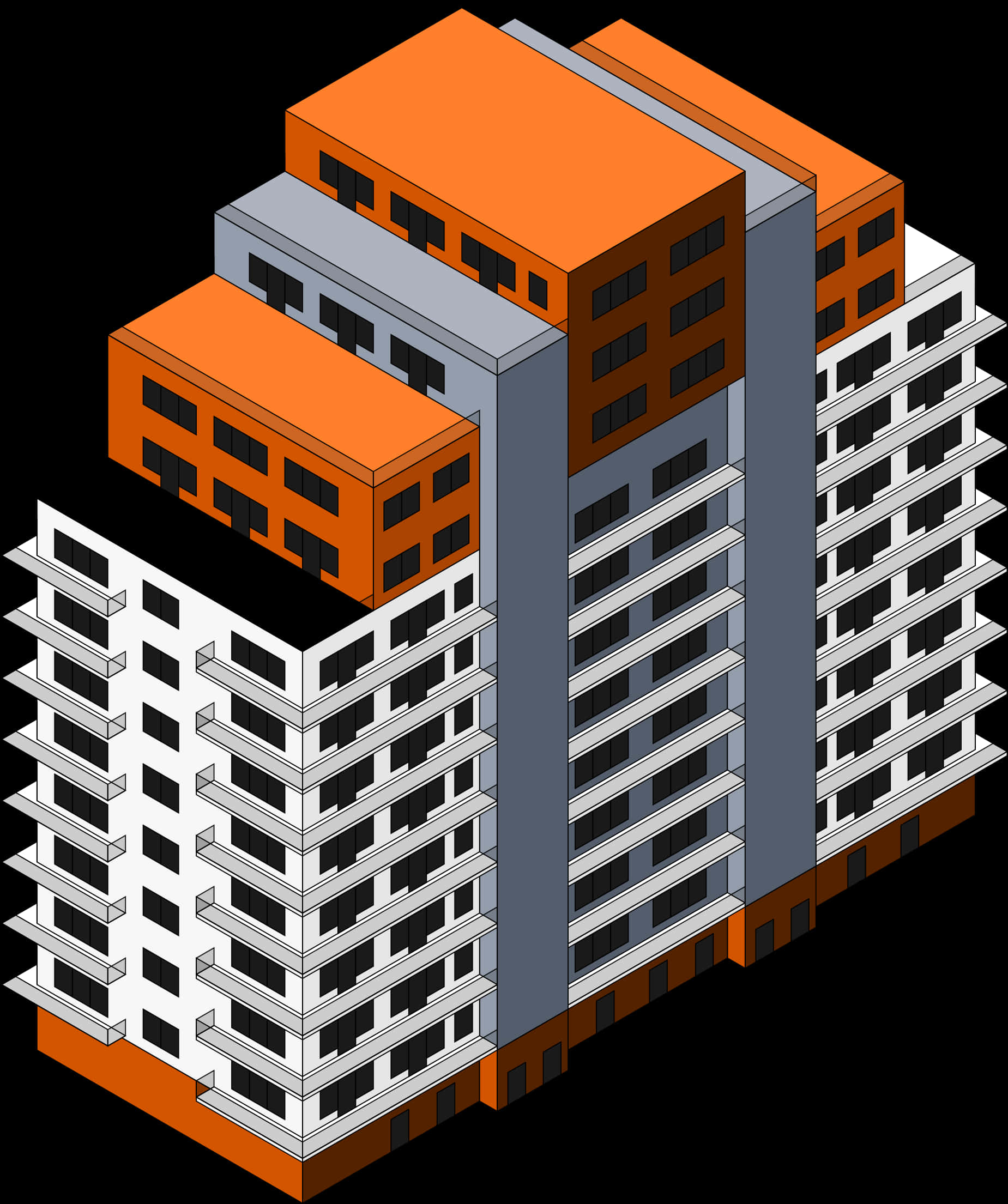 Isometric Apartment Complex Illustration PNG