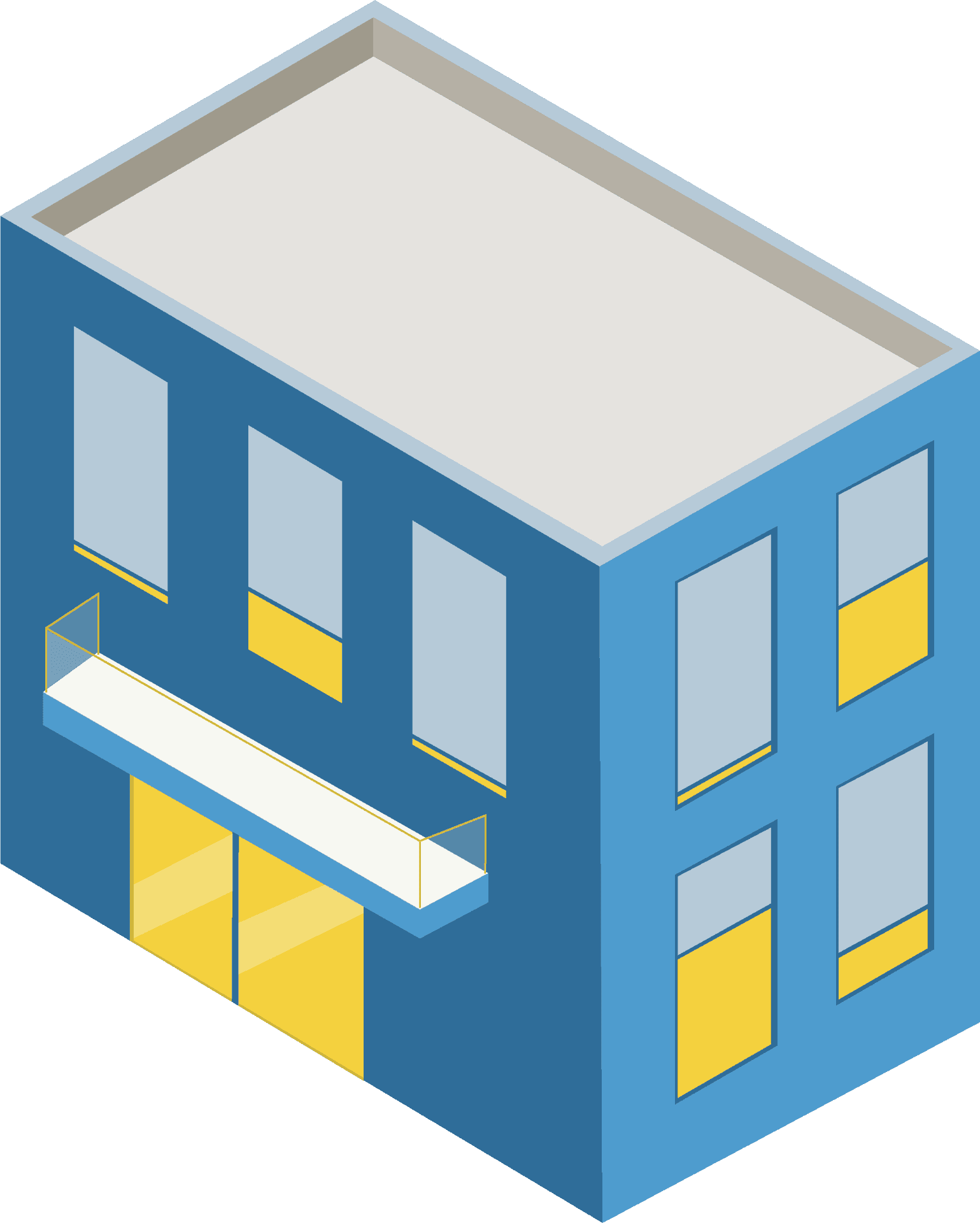 Isometric Blue Building Vector PNG