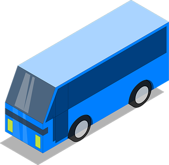 Isometric Blue Bus Graphic PNG