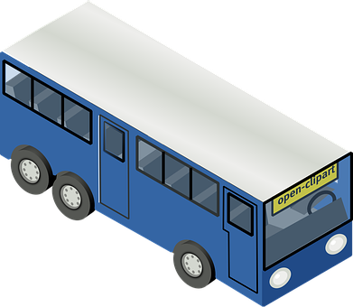 Isometric Blue Bus Illustration.png PNG