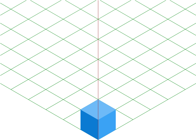 Isometric Blue Cubeon Grid PNG