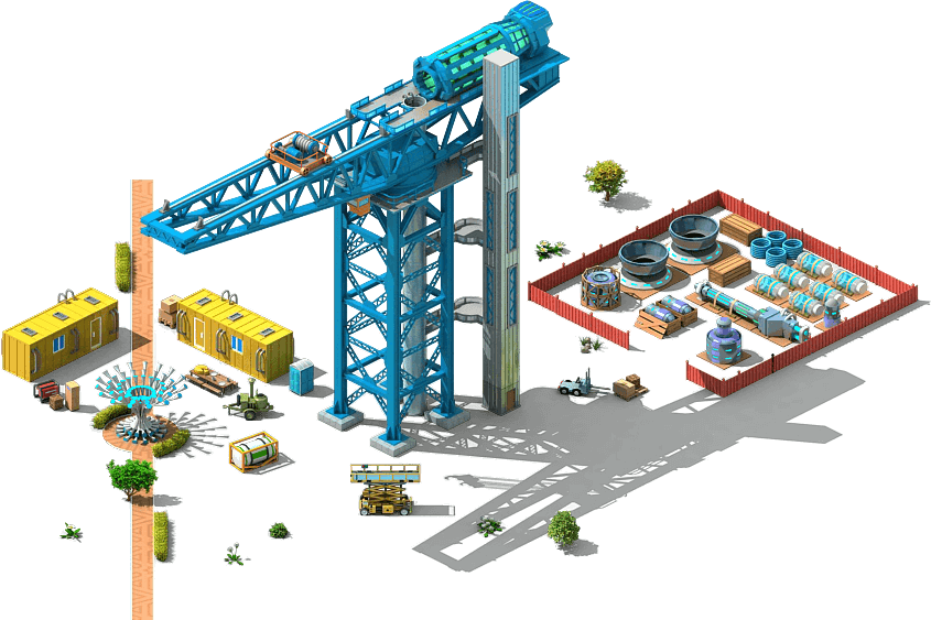 Isometric Construction Sitewith Tower Crane PNG