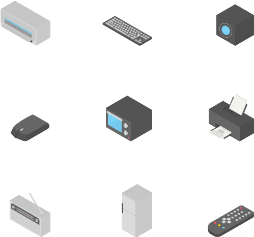 Isometric Electronics Collection PNG