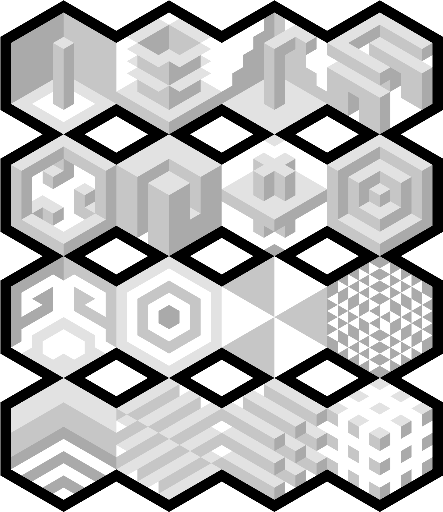 Isometric Geometric Patterns PNG