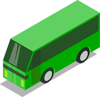 Isometric Green Bus Illustration PNG