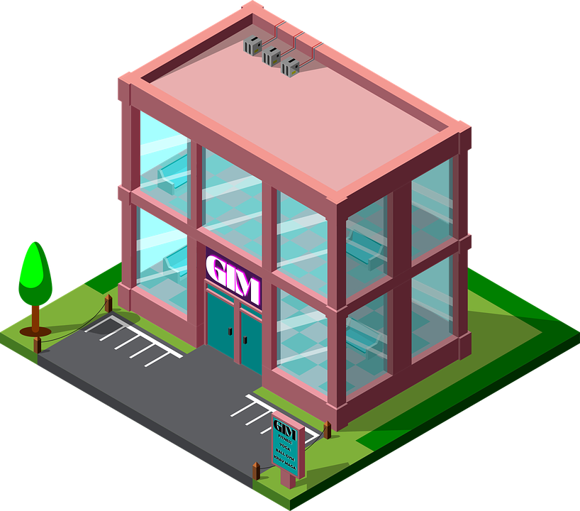 Isometric Gym Building Illustration PNG