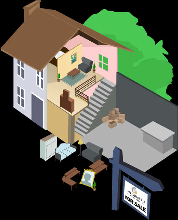 Isometric House For Sale Illustration PNG