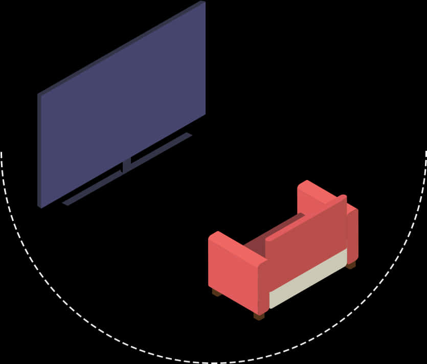 Isometric L E D T Vand Sofa Setup PNG