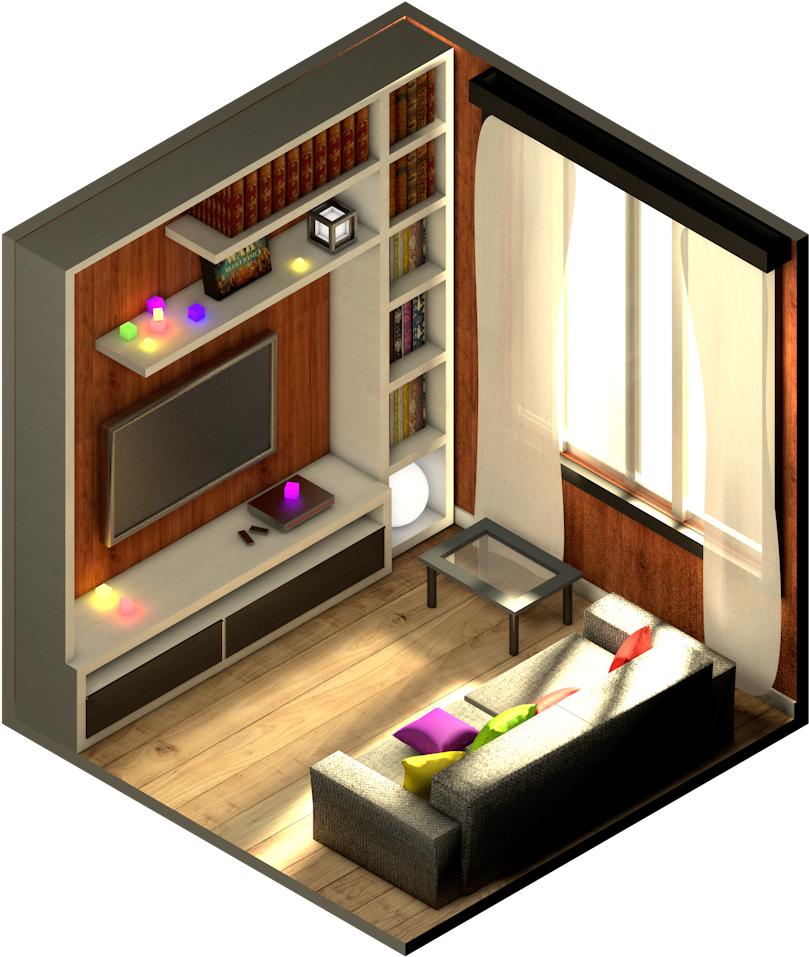 Isometric Living Room Design PNG