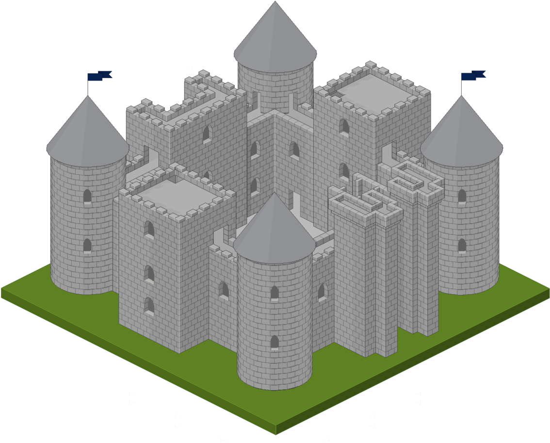 Isometric Medieval Castle3 D Model PNG