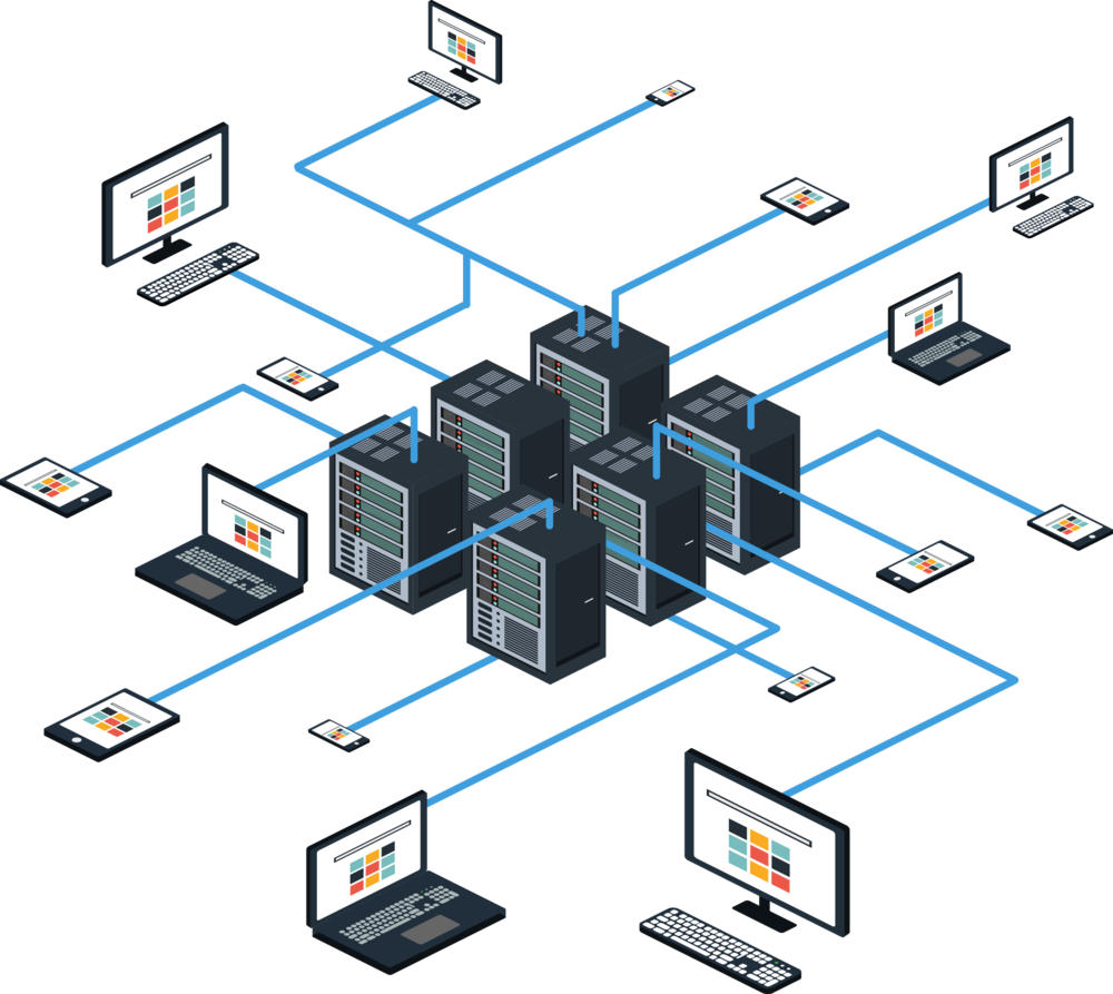 Isometric Network Infrastructure Design PNG